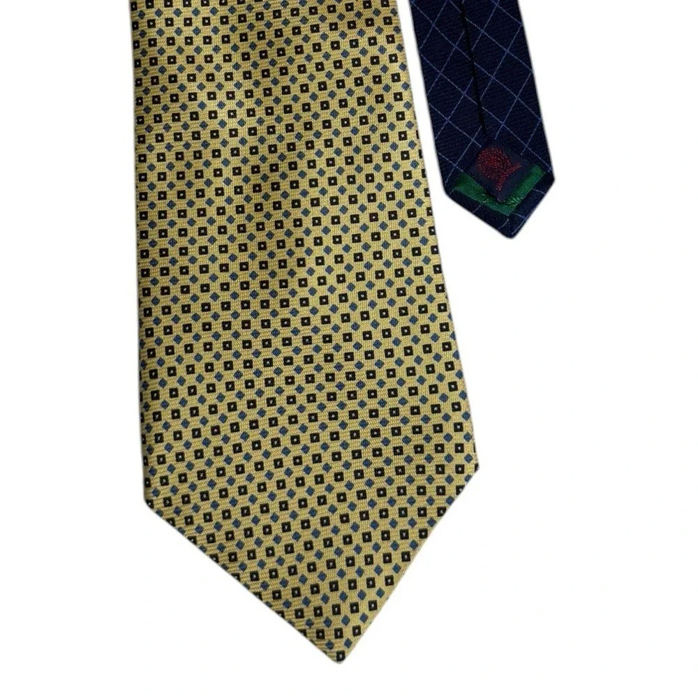 Tommy Hilfiger Mens Silk‎ Tie Quiet Luxury Old Money Formal Blue Gold Preppy